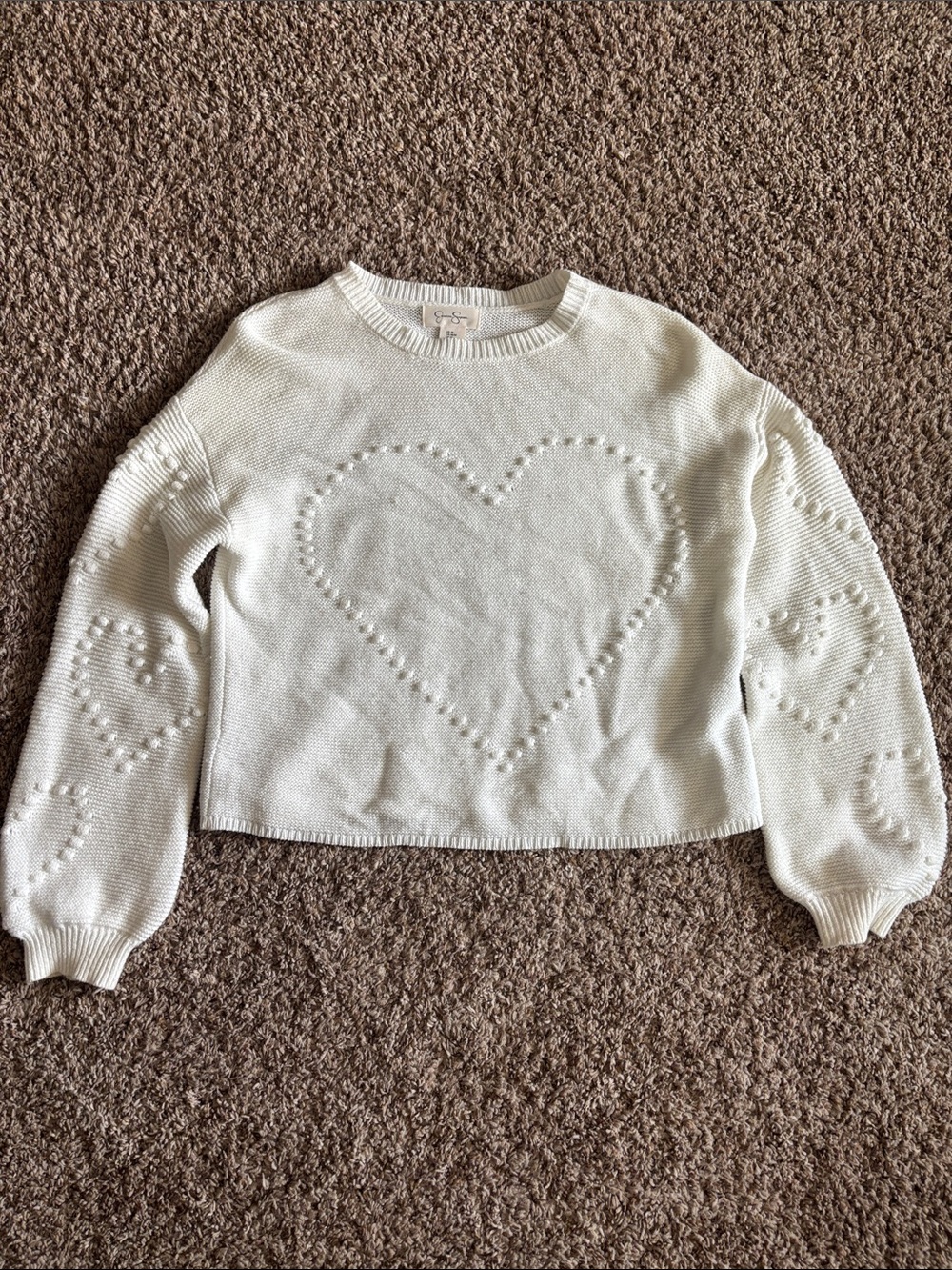 Jessica Simpson Cream Heart Crewneck Sweater